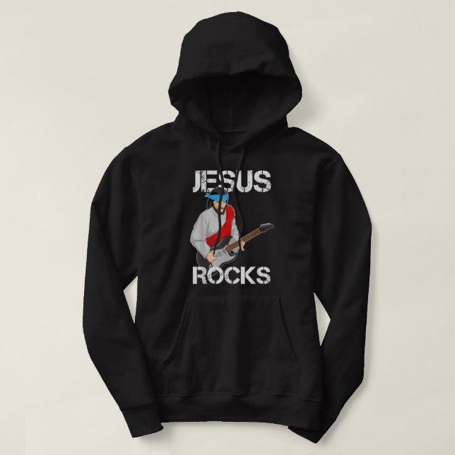 Veste À Capuche Jésus joue de la guitare électrique (Design devant)