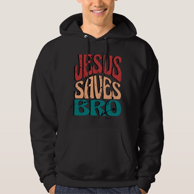 VESTE À CAPUCHE JESUS SAVES BRO VINTAGE RETRO (Devant)