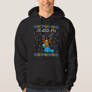 Veste À Capuche Jewdolph Ugly Hanoukka Sweater Reindeer Menorah Ch