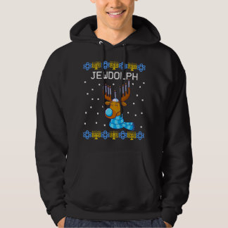 Veste À Capuche Jewdolph Ugly Hanoukka Sweater Reindeer Menorah Ch