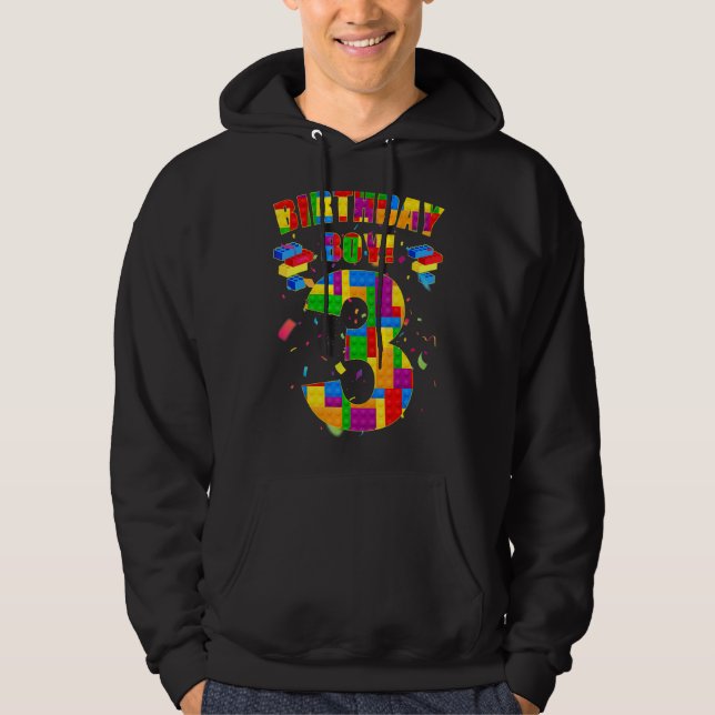 Veste À Capuche Joli 3e anniversaire 3 ans Bâtiment Boys (Devant)