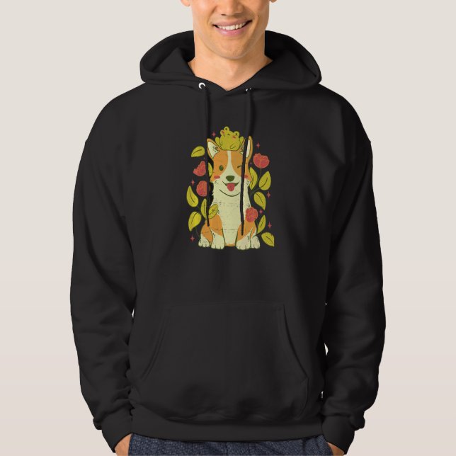 Veste À Capuche Joli chien Corgi et grenouille   (Devant)