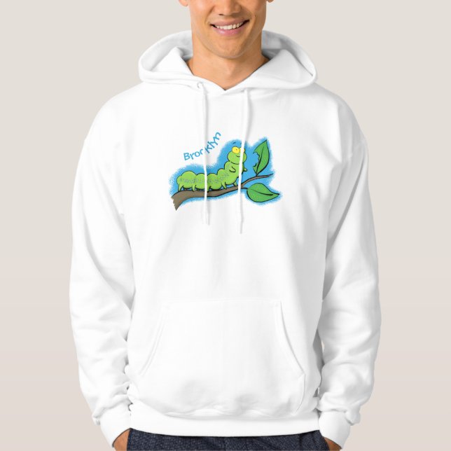 Veste À Capuche Joli dessin animé de chenille verte mignonne (Devant)