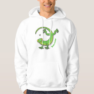 Veste À Capuche Joli gecko vert salutations avec dessin animé