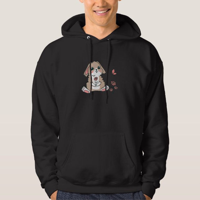 Veste À Capuche Joli Lapin De Pâques Au Printemps (Devant)
