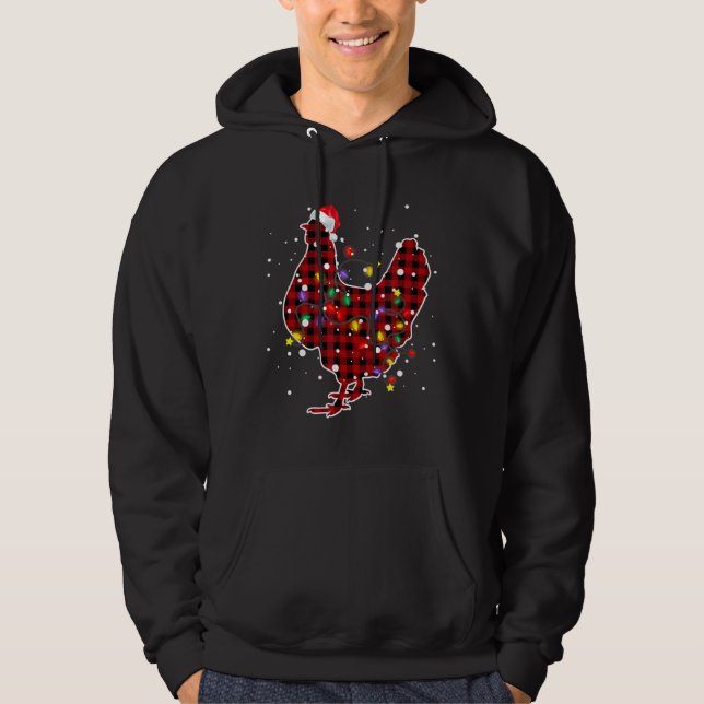 Veste À Capuche Joli Poulet Rouge Plaid Christma (Devant)
