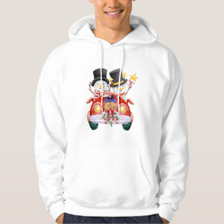 Veste À Capuche ☃️ Jolis Bonshommes de Neige Conduisant une Voitur