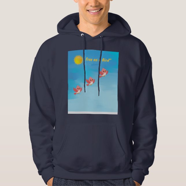 Veste À Capuche Jolis Petits Oiseaux Volant dans le Ciel Bleu Fant (Devant)