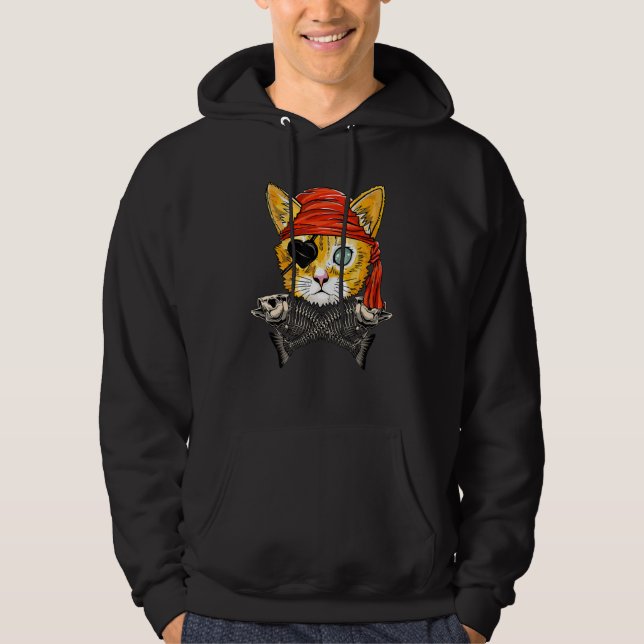 Veste À Capuche Jolly roger Visage de chat Pirate mignon Drapeau H (Devant)