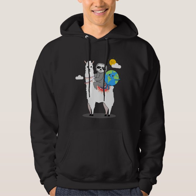 Veste À Capuche Jote Sloth Llama Jour des terres Planète Idée Amus (Devant)