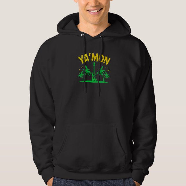 Veste À Capuche Joueurs de guitare de basse reggae Ya'mon (Devant)