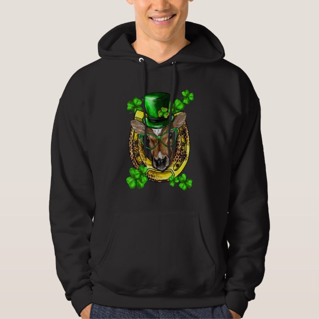 Veste À Capuche Jour de la Saint Patrick Shamrock Drôle Lucky Cow  (Devant)