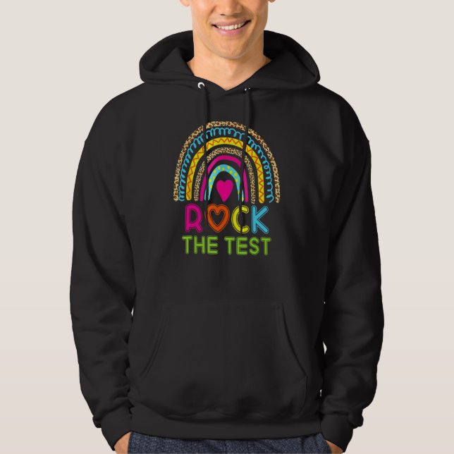 Veste À Capuche Jour de test pour les enseignants Leopard Rainbow (Devant)
