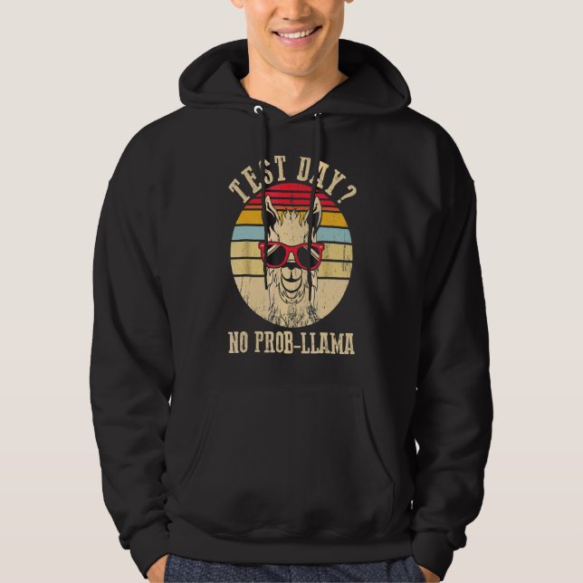 Veste À Capuche Jour d'essai No Prob Llama Professeur Test d'exame (Devant)