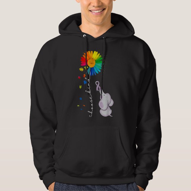 Veste À Capuche Journée Mondiale de l'Autisme Eléphant Puzzle Pièc (Devant)