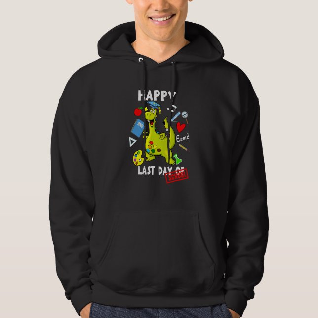 Veste À Capuche Joyeuse Dernière Journée D'École Dinosaure Rex Gar (Devant)