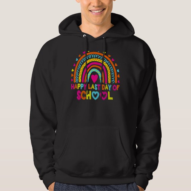 Veste À Capuche Joyeuse Dernière Journée D'Enseignant Diplôme D'Ét (Devant)