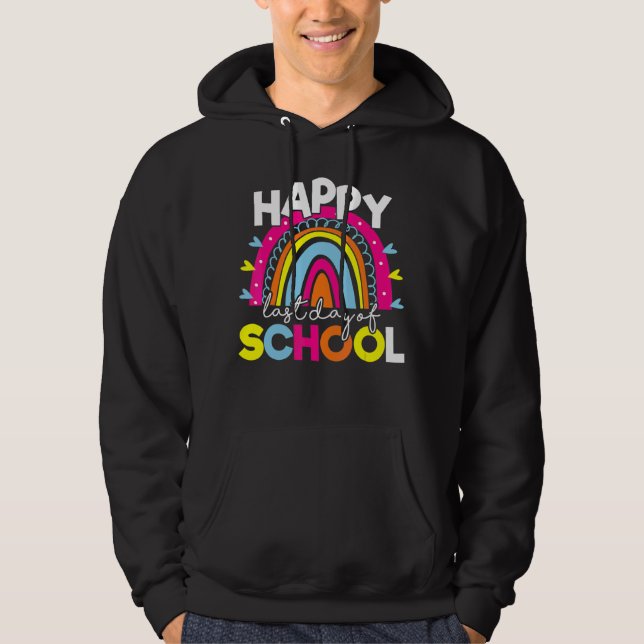 Veste À Capuche Joyeuse Dernière Journée D'Enseignant Diplôme D'Ét (Devant)