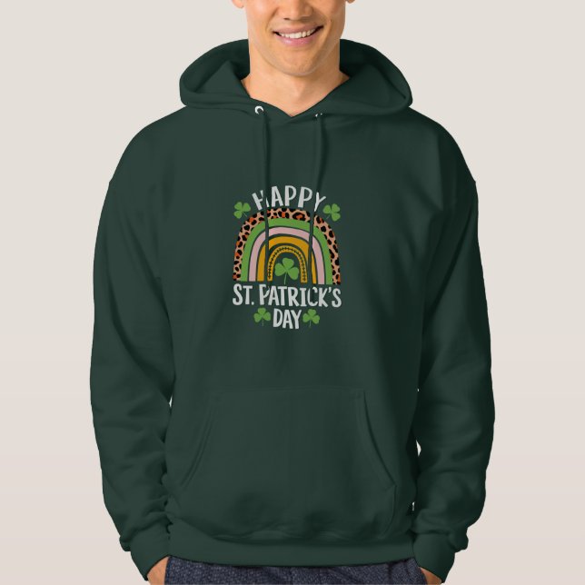 Veste À Capuche Joyeuse Fête Saint Patrick Arc-en-ciel Trèfle  (Devant)