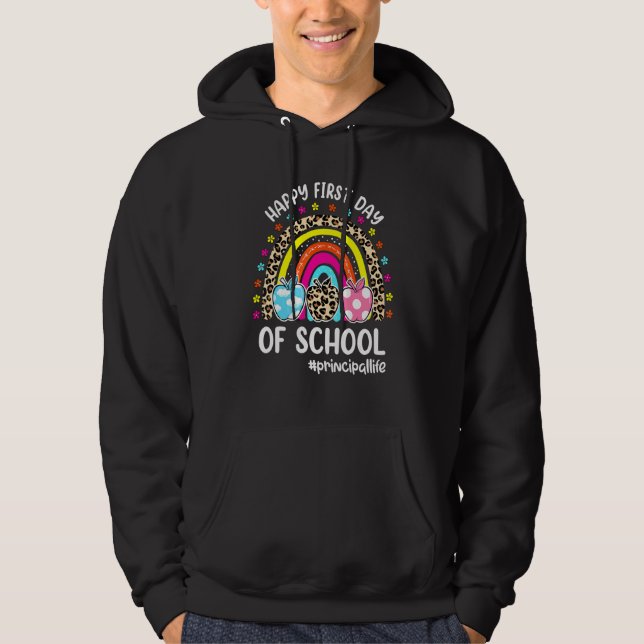 Veste À Capuche Joyeuse Première Journée D'École Arc-en-Ciel Pomme (Devant)