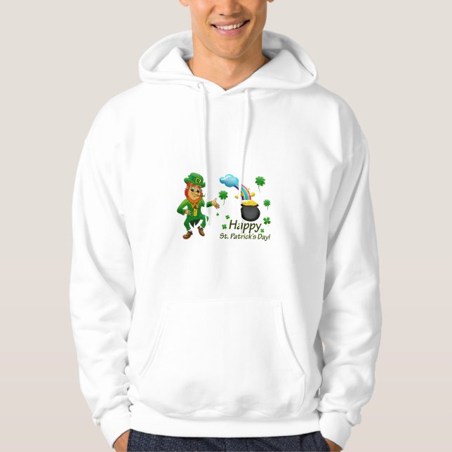 Veste À Capuche Joyeuse Saint-Patrick Leprechaun Arc-en-ciel (Devant)