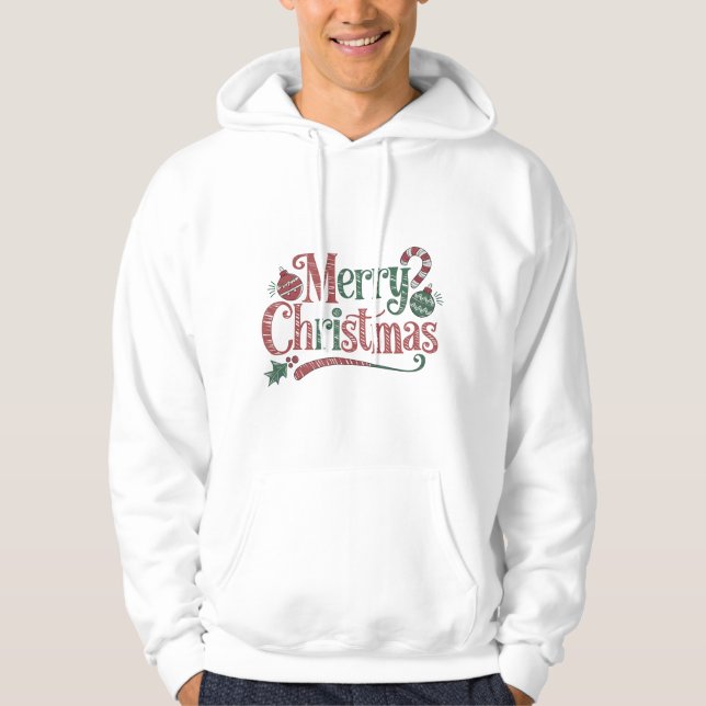 Veste À Capuche Joyeuse tipographie de Noël (Devant)