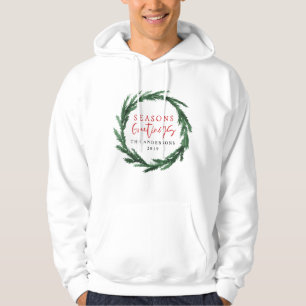 Veste À Capuche Joyeuses Fêtes aquarelle wreath vacances moderne