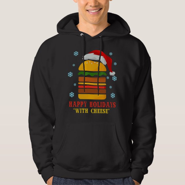 Veste À Capuche Joyeuses Fêtes avec Fromage Cheeseburger Hamburger (Devant)