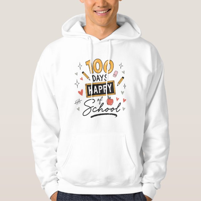 Veste À Capuche Joyeux 100 Jours d'École Enseignant Maternelle (Devant)