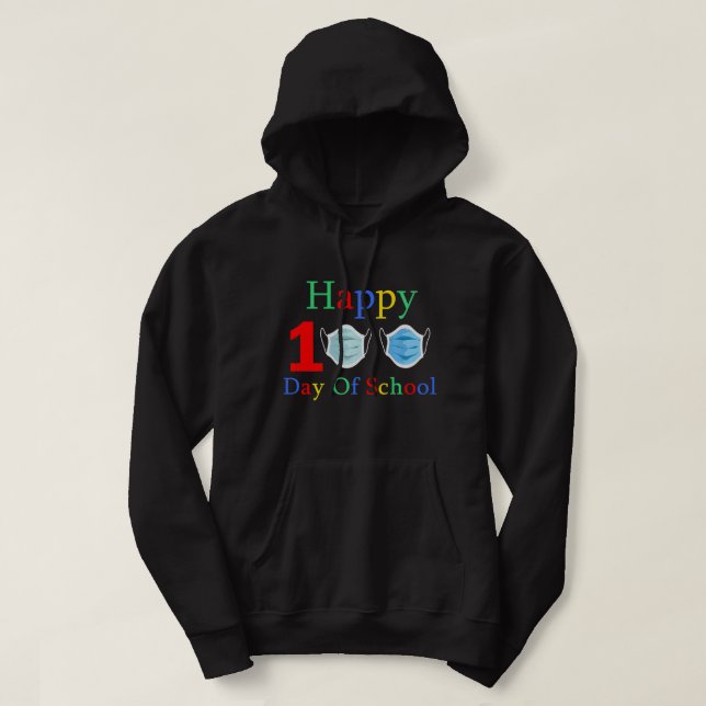 Veste À Capuche Joyeux 100e jour de masque de l'école Funny 100e j (Design devant)