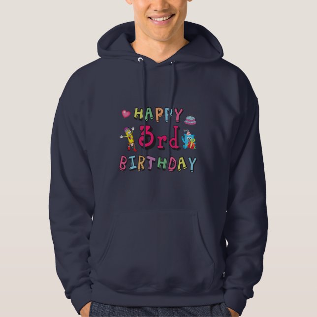 Veste À Capuche Joyeux 3e anniversaire 3 ans voeux b jour (Devant)