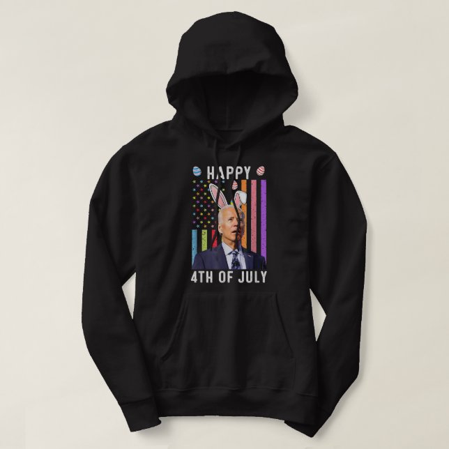 Veste À Capuche Joyeux 4 juillet Confus Drôle Joe Biden Heureux E (Design devant)