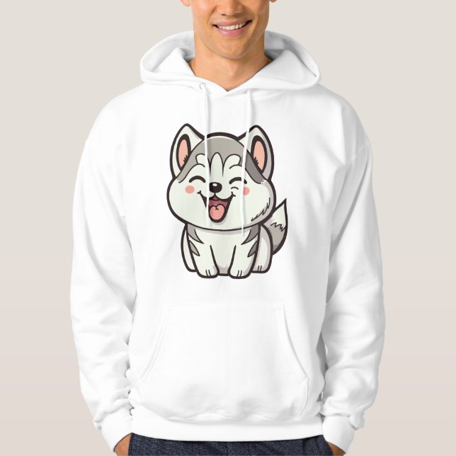 Veste À Capuche Joyeux chien roux sibérien (Devant)