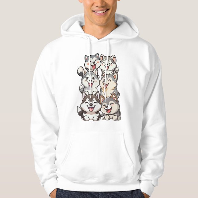 Veste À Capuche Joyeux choux huskies sibériens (Devant)