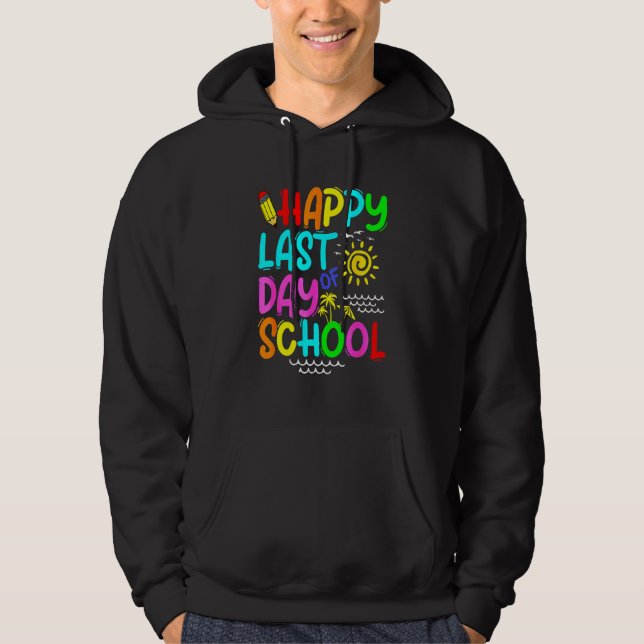 Veste À Capuche Joyeux Dernier Jour De L'École Professeur Lunettes (Devant)