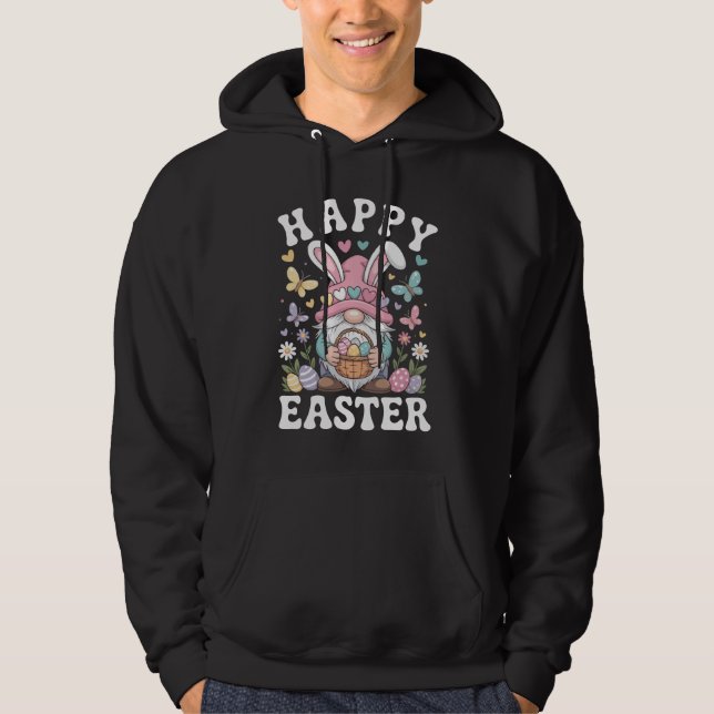 Veste À Capuche Joyeux Gnome de Pâques avec des Oreilles de Lapin  (Devant)