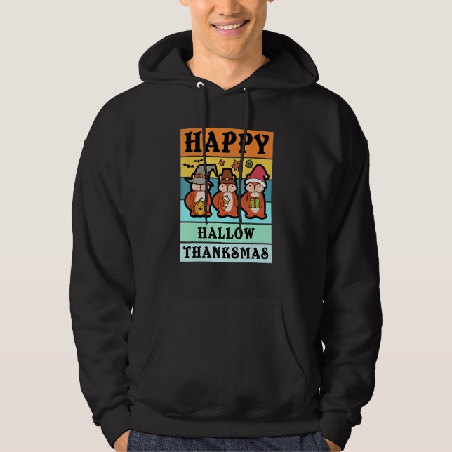 Veste À Capuche Joyeux Hallothanksmas Chemise de Noël Squirrel Hal (Devant)