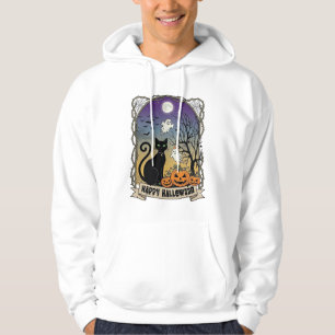 Veste À Capuche Joyeux Halloween Chat Noir Fantômes Citrouilles_1