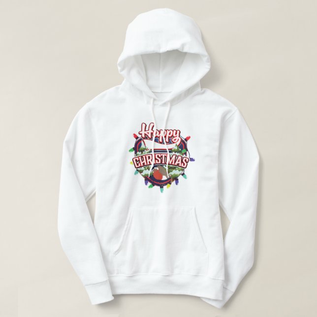 Veste À Capuche Joyeux logo de dessin animé de Noël (Design devant)
