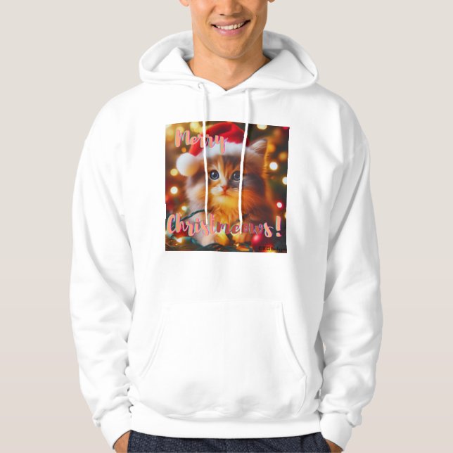 Veste À Capuche Joyeux Noël à chats ! Chat (Devant)