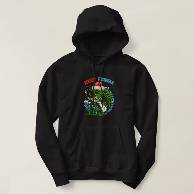 Veste À Capuche Joyeux Noël Fishmas Poisson drôle de pêche Cadeau (Design devant)