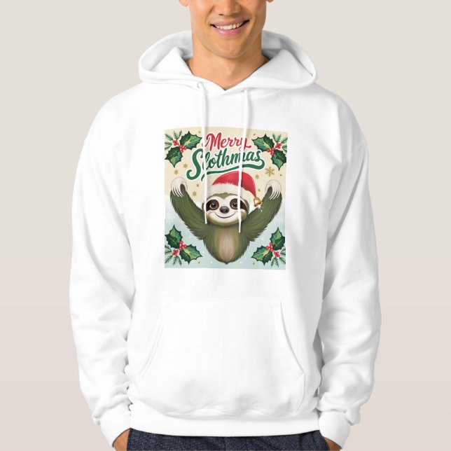 Veste À Capuche Joyeux Noël paresseux  (Devant)