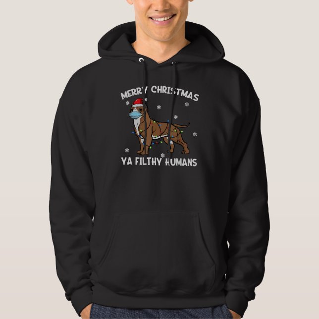 Veste À Capuche Joyeux Noël Pitbull Visage Masque Pitty Chien Père (Devant)