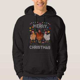 Veste À Capuche Joyeux Noël Poulet de Noël Lumières de chapeau Noë