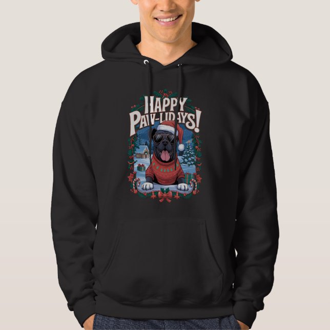 Veste À Capuche Joyeux Pawliday Cane Corso Joyeux Noël Fun (Devant)