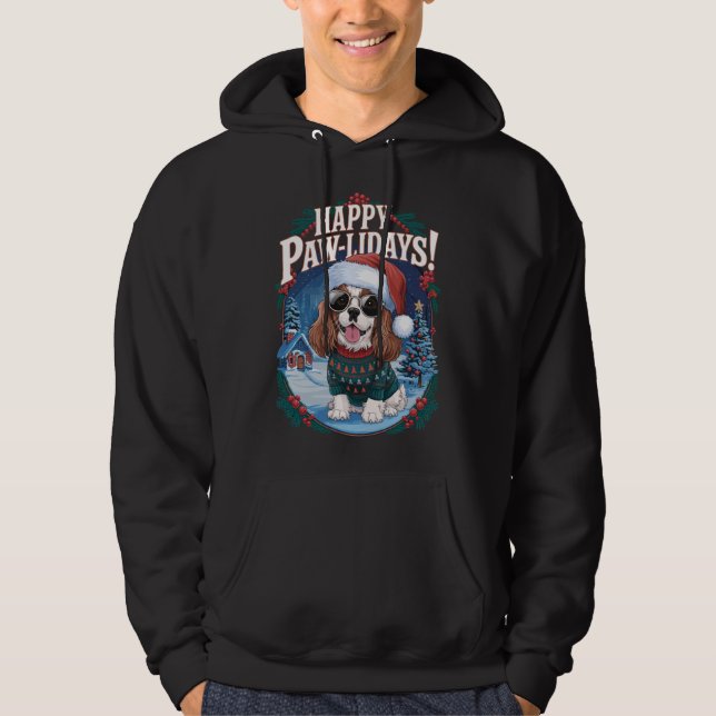 Veste À Capuche Joyeux Pawliday Cavalier roi Charles Spaniel Xmas (Devant)