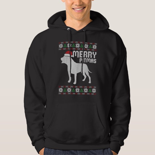 Veste À Capuche Joyeux Pitbull Pitmas Chien de Noël Chien Chien Mo (Devant)