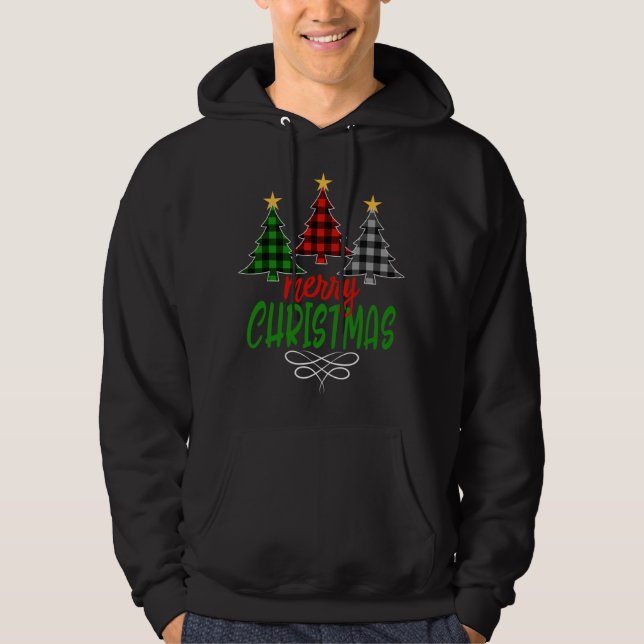 Veste À Capuche Joyeux sapin de Noël Trois buffles Plaid (Devant)