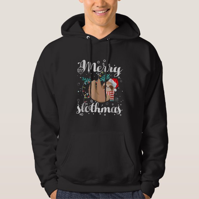 Veste À Capuche Joyeux Slothmas T Pyjama De Noël Pour Sloth T (Devant)