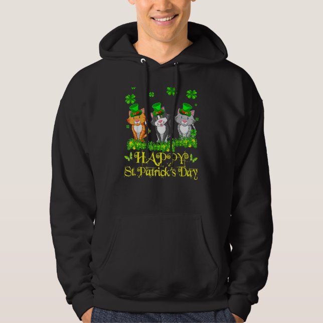 Veste À Capuche Joyeux St Patrick S Jour Trois chats mignons Chats (Devant)